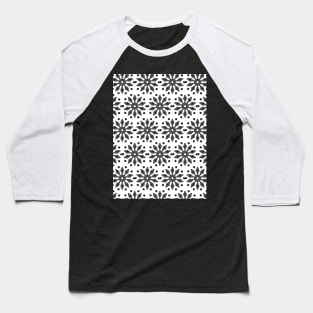 Black and white seamless flower pattern Baseball T-Shirt